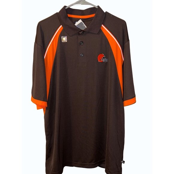 NFL Team Apparel Cleveland Browns Polo Shirt XL Brown Orange NWT‎ Football Fan - Picture 1 of 4